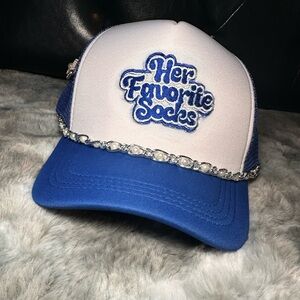 Blue and White Embellished Cap